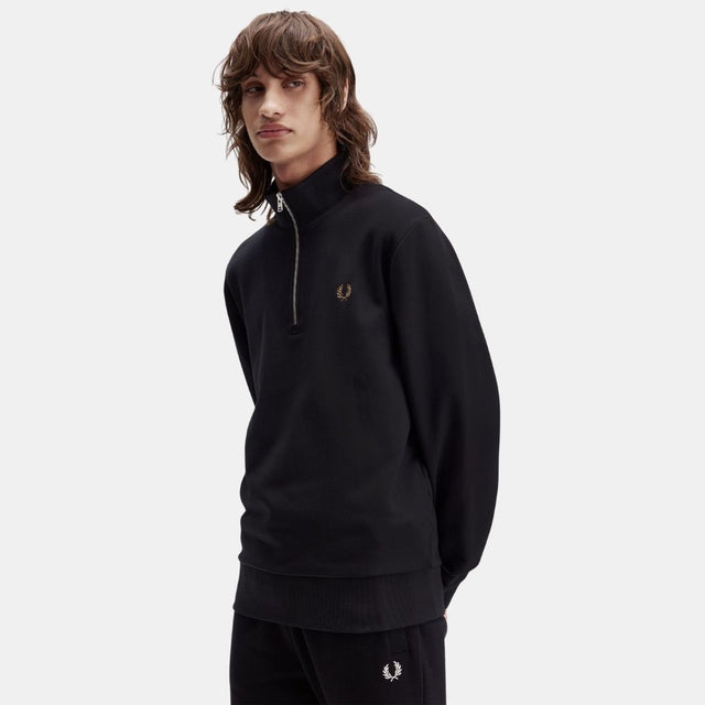 Fred Perry Half Zip Sweatshirt Black-Champagne