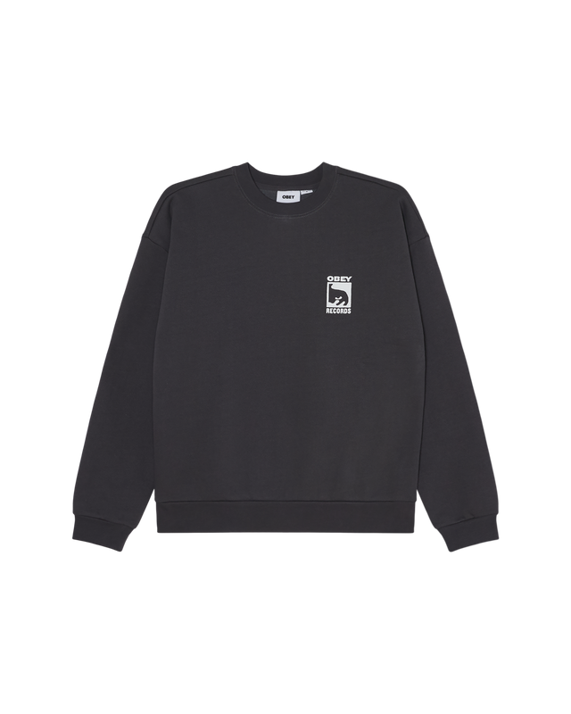 Obey Records Extra Heavy Crew Vintage Black