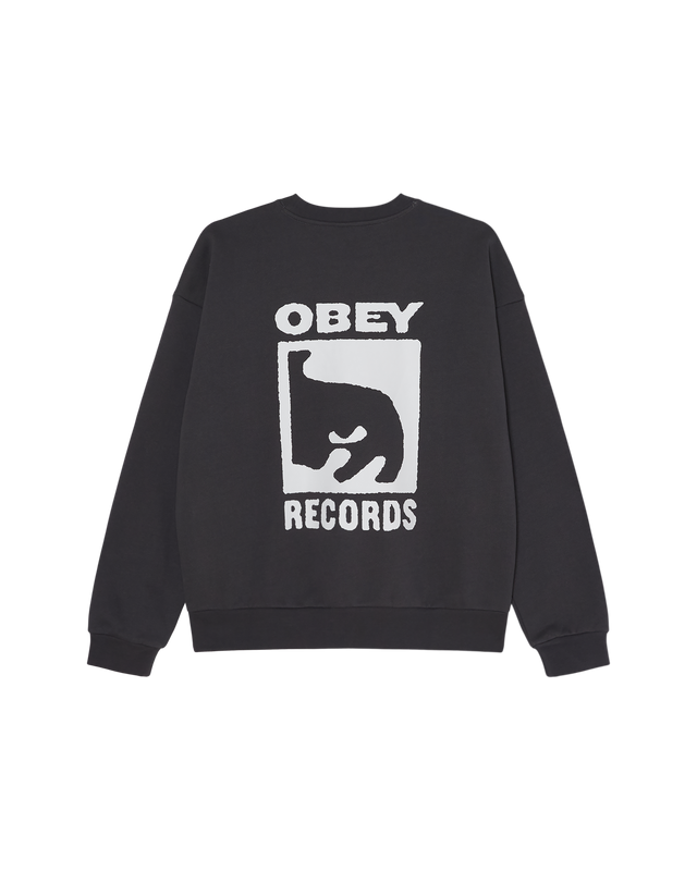 Obey Records Extra Heavy Crew Vintage Black