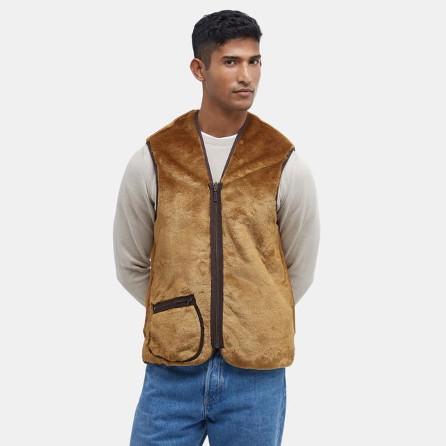Barbour Warm Pile Zip-In Liner Vest Classic Brown