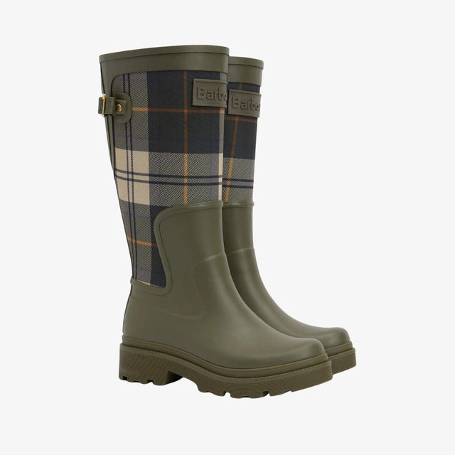 Barbour Dena Wellington Boots Olive/Ancient Tartan