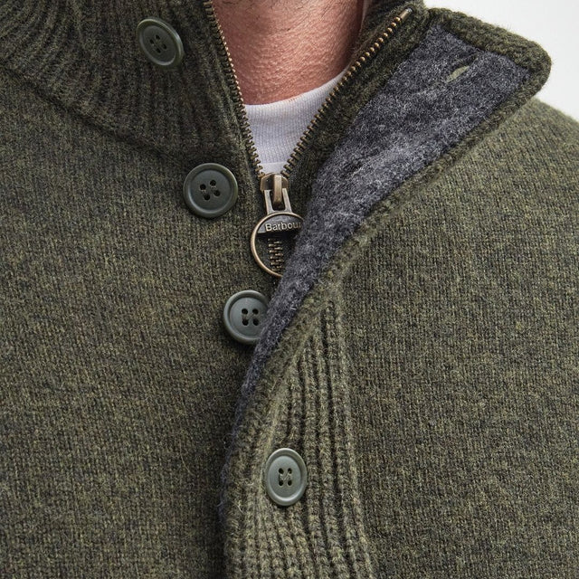 Barbour Essential Elbow Patch Jumper Seaweed