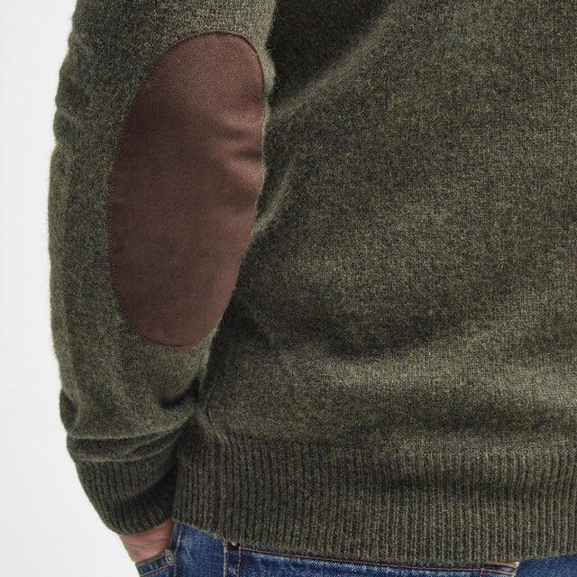 Barbour Essential Elbow Patch Jumper Seaweed