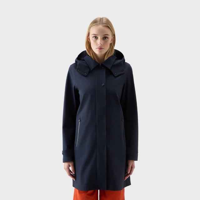 Woolrich High Tech Nylon Trench Women's Melton Blue