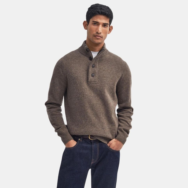 Barbour Essential Elbow Patch Jumper Dark Stone