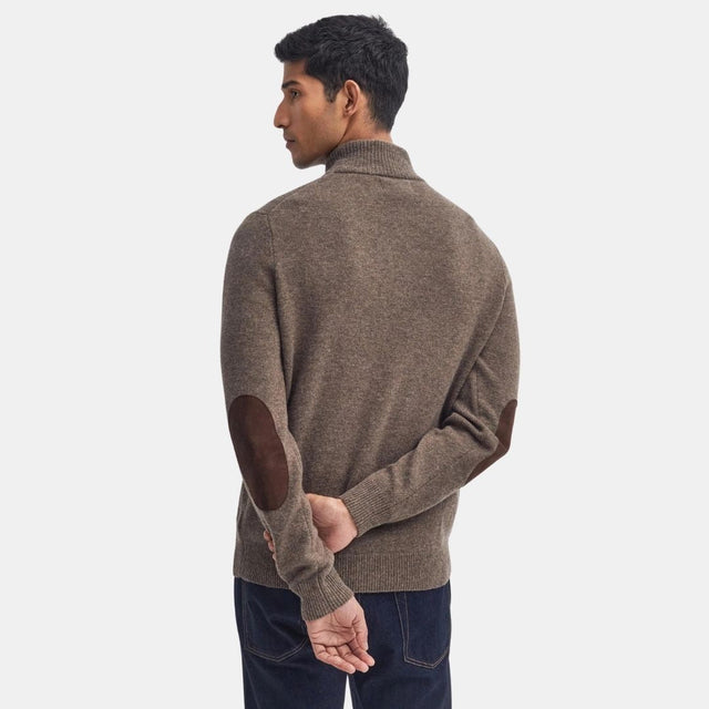 Barbour Essential Elbow Patch Jumper Dark Stone