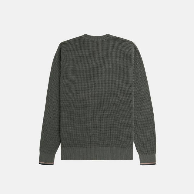 Fred Perry Jersey Waffle Stitch Jumper Field Green