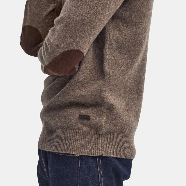 Barbour Essential Elbow Patch Jumper Dark Stone
