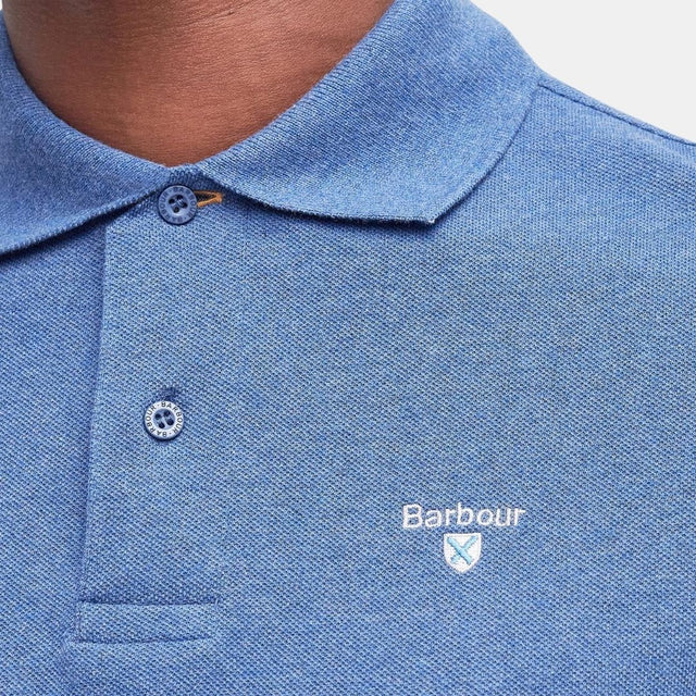 Barbour Tartan Pique Polo Shirt Dark Chambray Marl