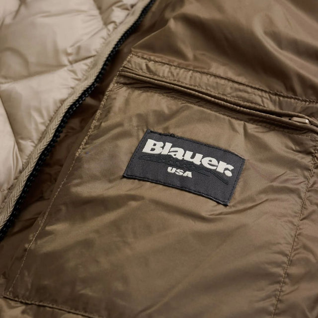 Blauer Geometric Lines Down Jacket Alicia Beige