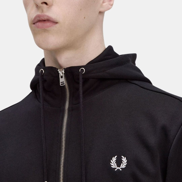 Fred Perry Hooded Zip Through Sweatshirt Black