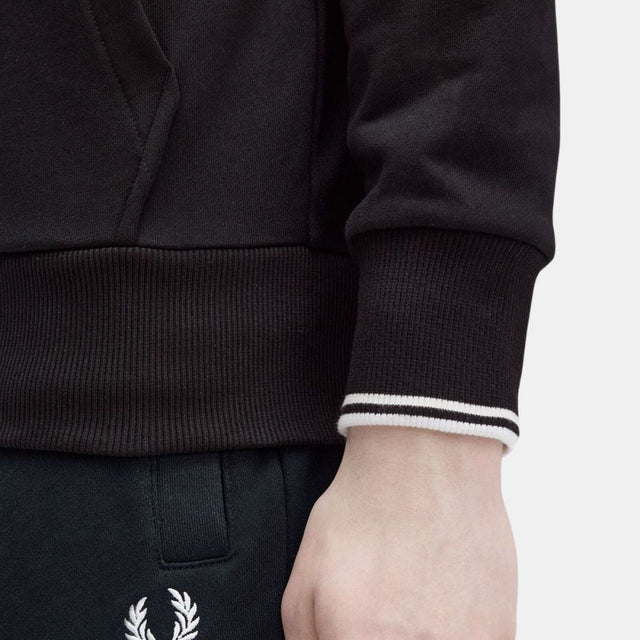Fred Perry Hooded Zip Through Sweatshirt Black