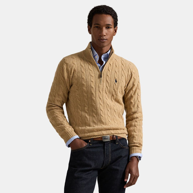 Polo Ralph Lauren Cable-Knit Wool Cashmere Jumper Camel Melange