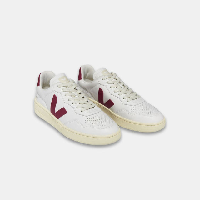 Veja Women's V-90 Leather Extra White Marsala