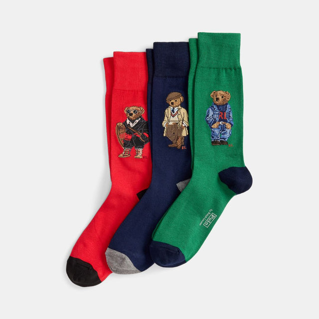 Polo Ralph Lauren Polo Bear Trouser Sock 3-Pack Gift Set Green/Navy/Red