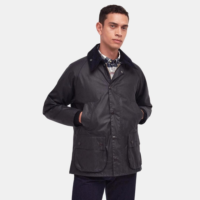 Chaqueta Barbour Bedale de algodón encerado azul marino para hombre