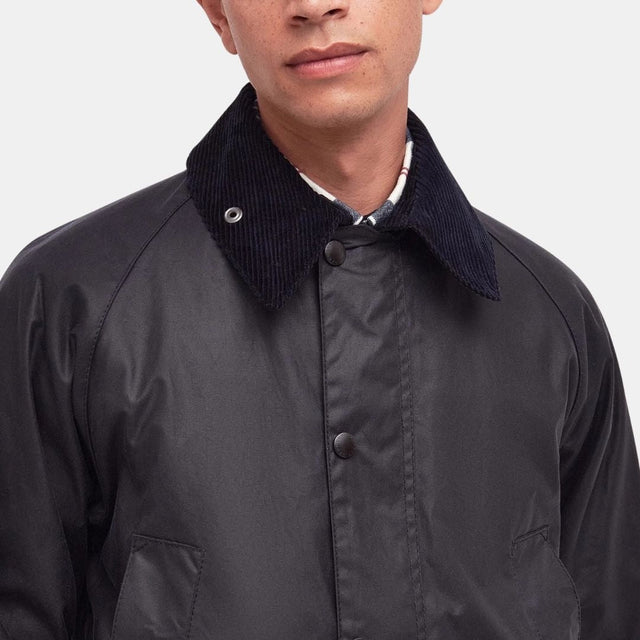 Chaqueta Barbour Bedale de algodón encerado azul marino para hombre