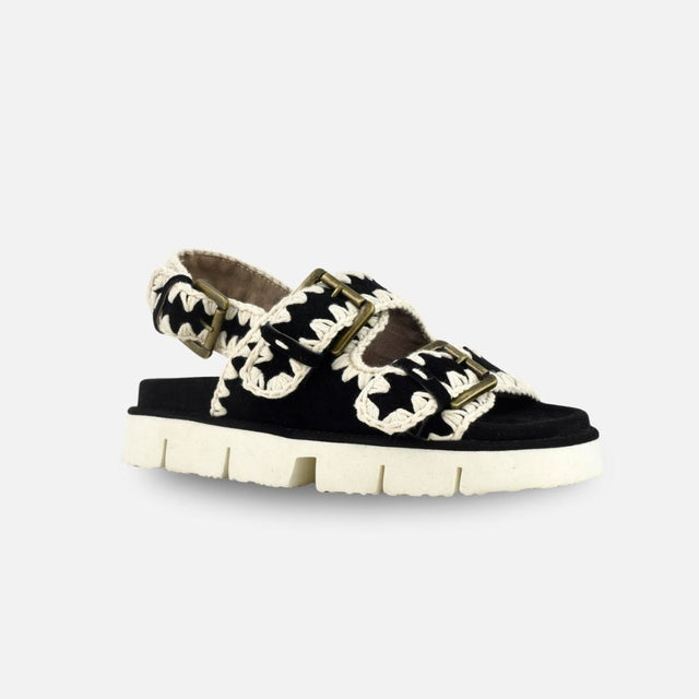 Mou Bio Sandal Two Bukless And Back Strap Black White