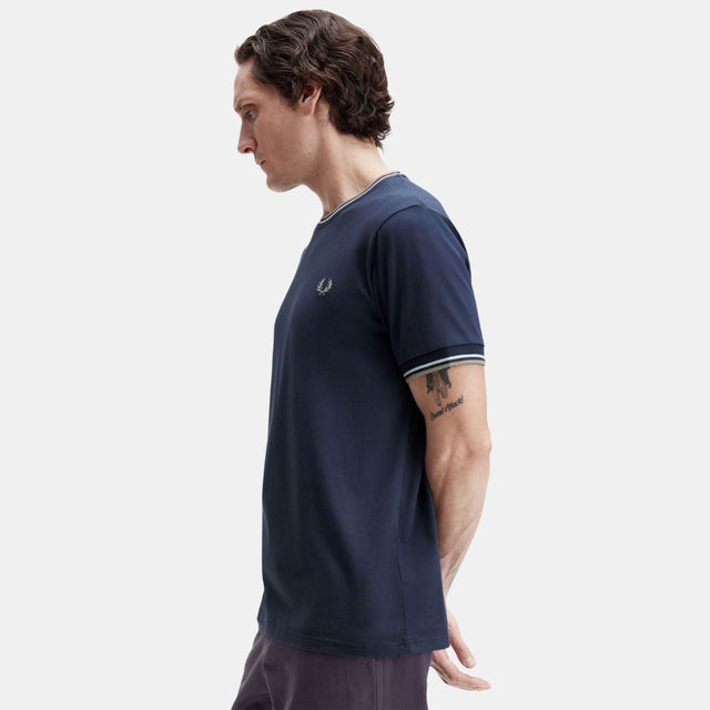 Fred Perry T-Shirt Twin Tipped Dark Airforce Light Ice Bay Leaf
