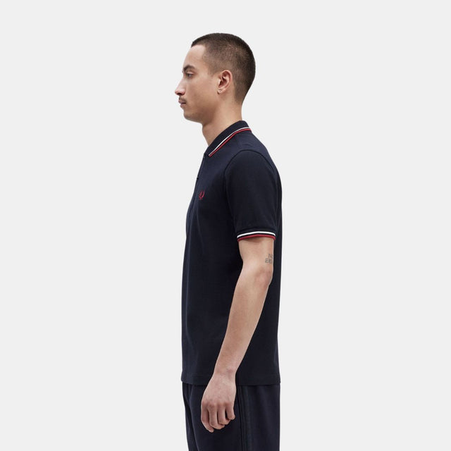 Fred Perry Polo M3600 Navy Snow White & Burnt Red