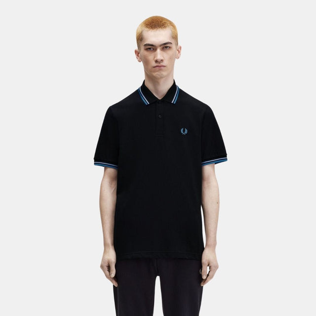 Fred Perry M12 Twin Tipped Shirt Black Sky Runaway & Bay Ocean