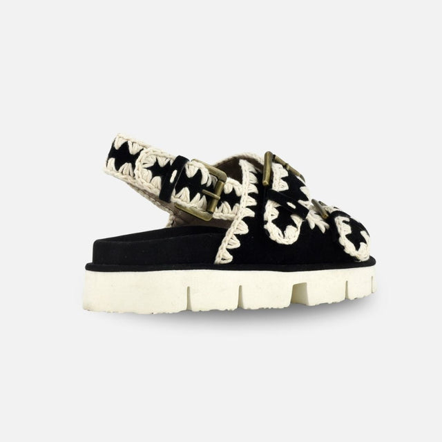 Mou Bio Sandal Two Bukless And Back Strap Black White