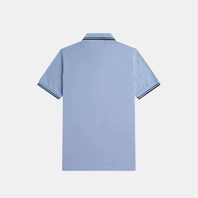 Fred Perry M12 Twin Tipped Shirt Sky Runaway Bay Ocean & Oxblood