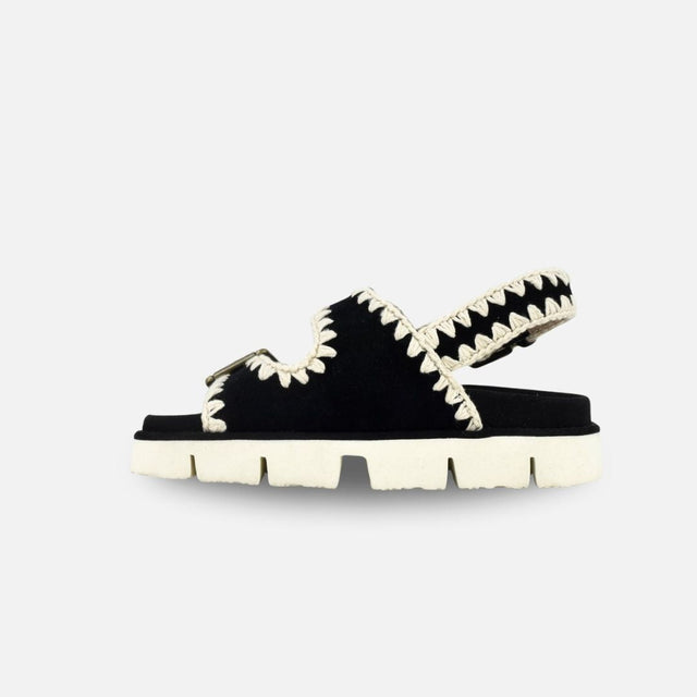 Mou Bio Sandal Two Bukless And Back Strap Black White