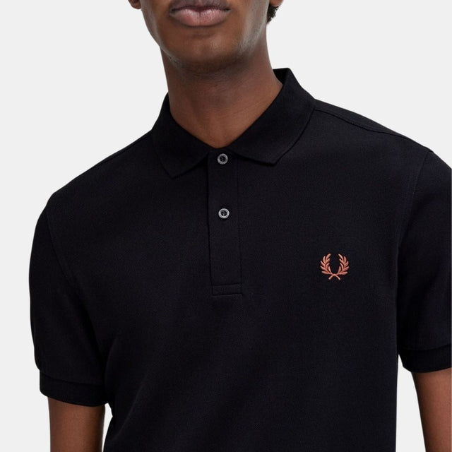 Fred Perry M6000 Plain Shirt Black & Whisky Brown