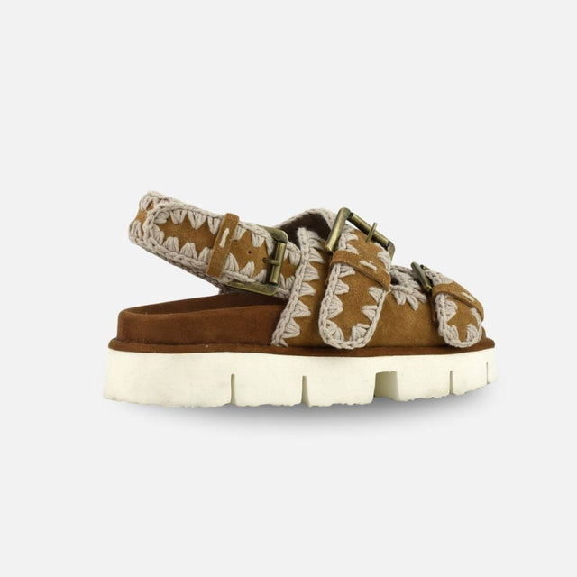 Mou Bio Sandal Two Bukless And Back Strap Cognac