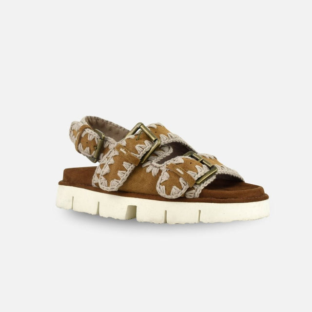 Mou Bio Sandal Two Bukless And Back Strap Cognac