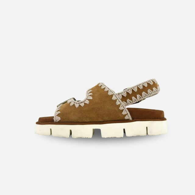 Mou Bio Sandal Two Bukless And Back Strap Cognac