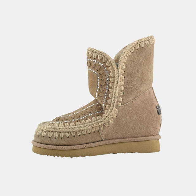 Mou Eskimo Inner Wedge Short Strass & Leather Stitichings Camel