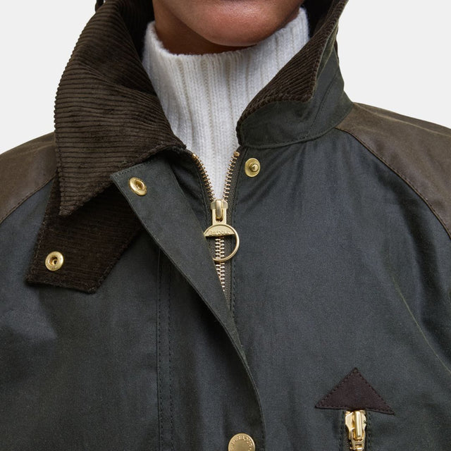 Barbour Evette Waxed Car Coat Fern/Beech/Ancient Tartan