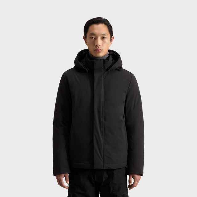Woolrich Men's Stretch Nylon Jacket With Padding And Removable Hood Black