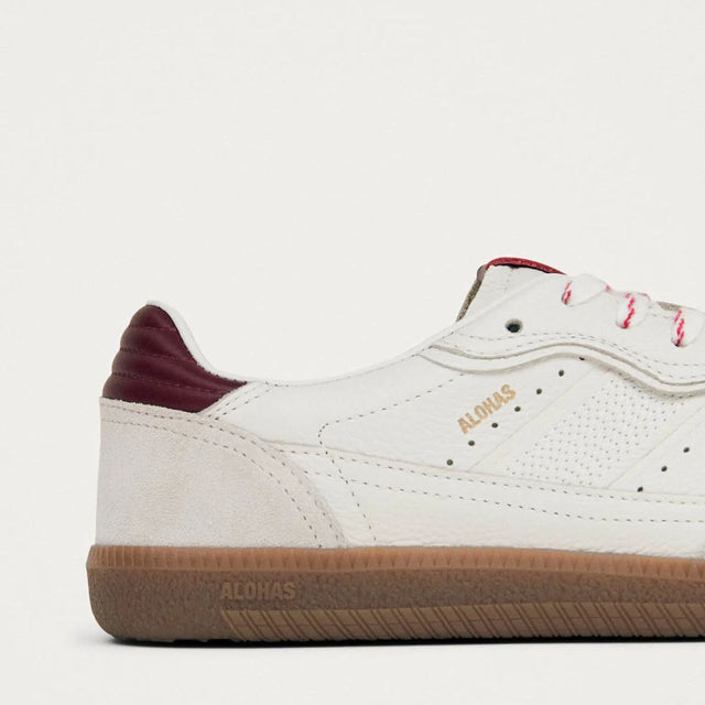 Alohas 490 Rife Grain White Burgundy Leather Sneakers