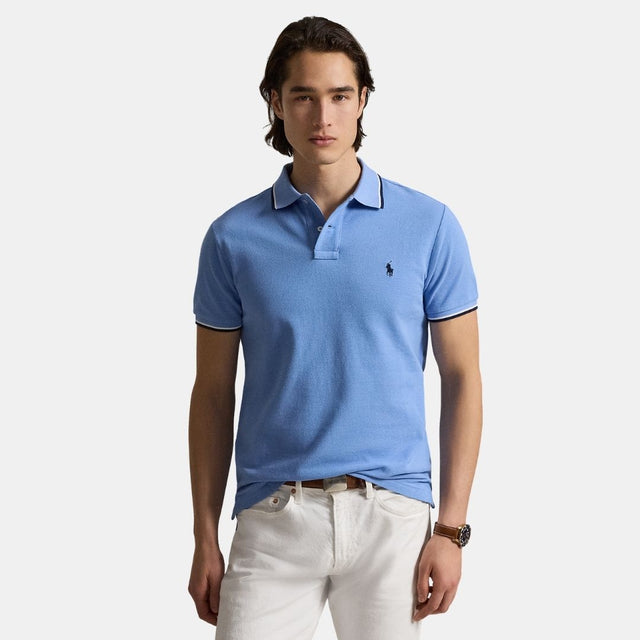 Polo Ralph Lauren Custom Slim Fit Mesh Polo Shirt Blue