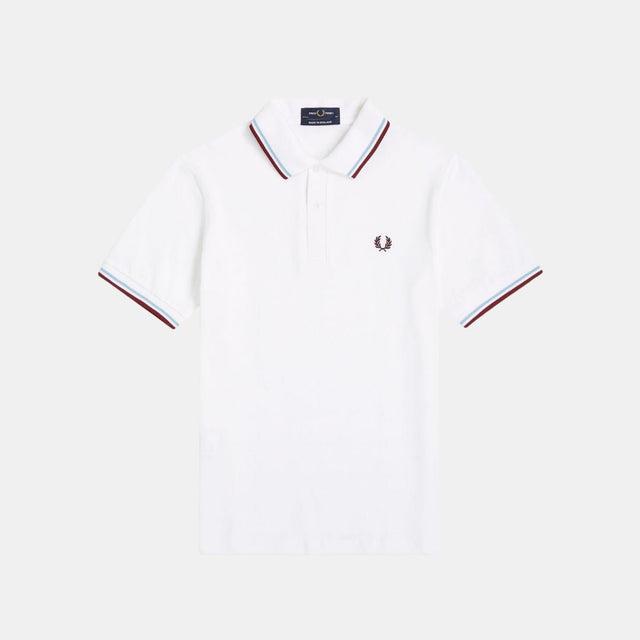 Fred Perry M12 Polo White Ice & Maroon