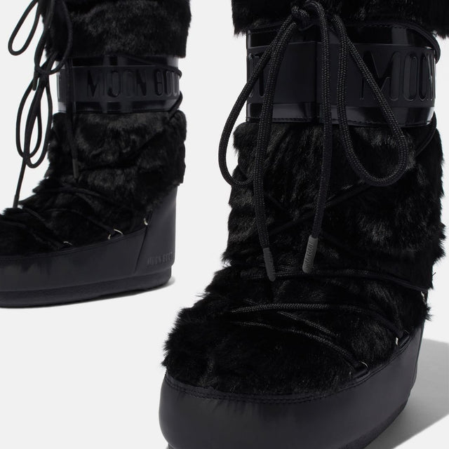 Moon Boot Icon Faux Fur Black