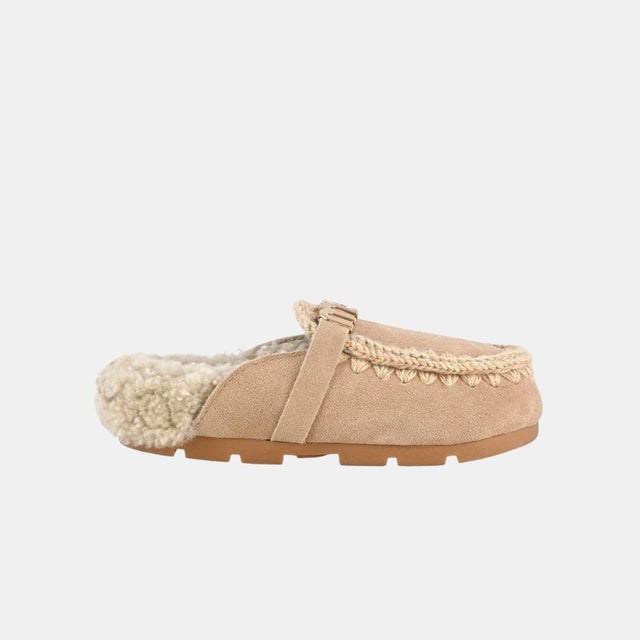 Mou Winter Bio Slide Suede-Letter Logo Camel