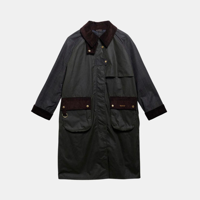 Barbour Checked Kirklees Wax Jacket Olive