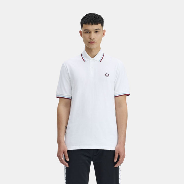 Fred Perry M12 Polo White Ice & Maroon