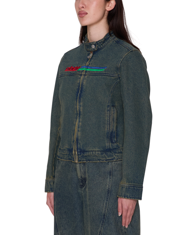 Obey Rove Moto Jacket Yellow Tint Wash