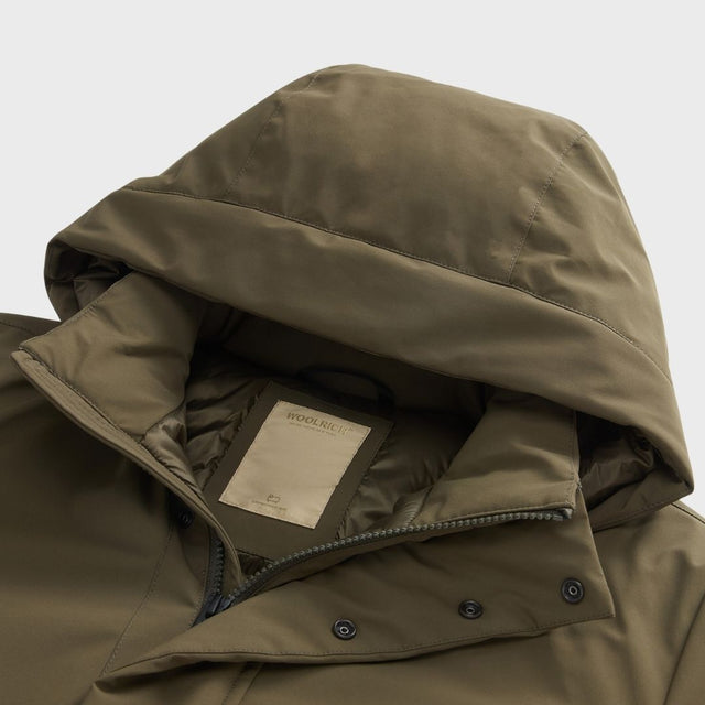 Woolrich Men's Stretch Nylon Jacket With Padding And Removable Hood Dark Green