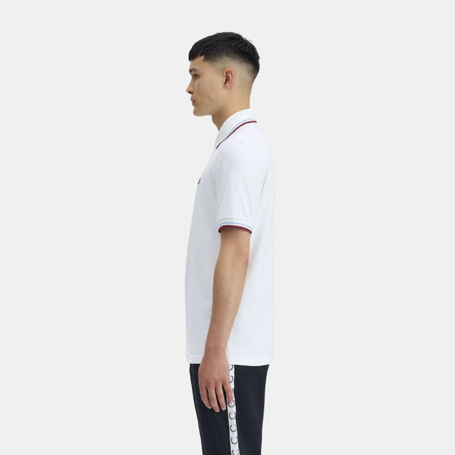 Fred Perry M12 Polo White Ice & Maroon