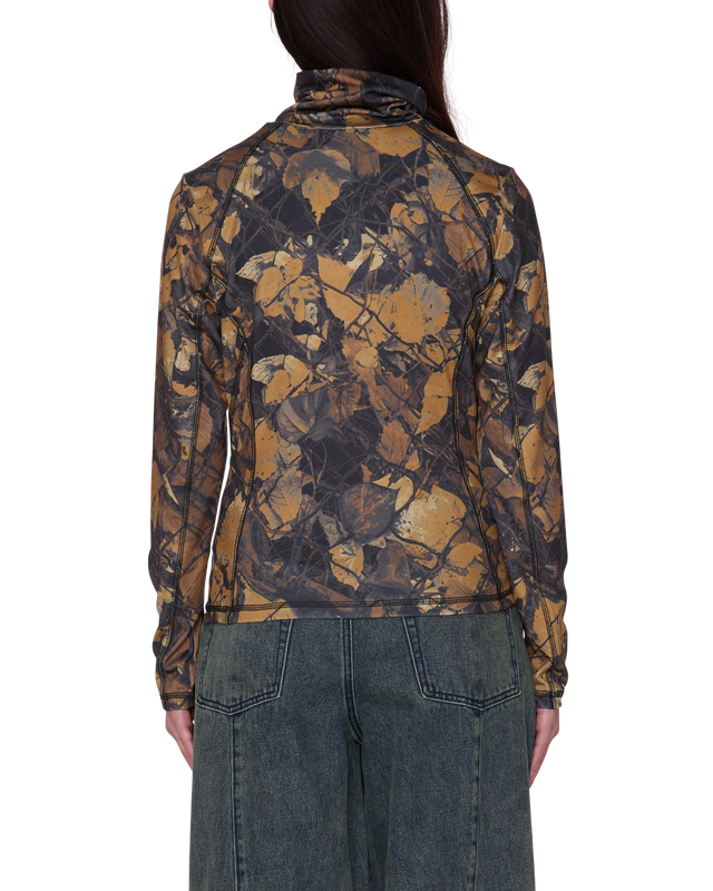 Obey Nalia Turtle Neck Top Dark Fence Camo