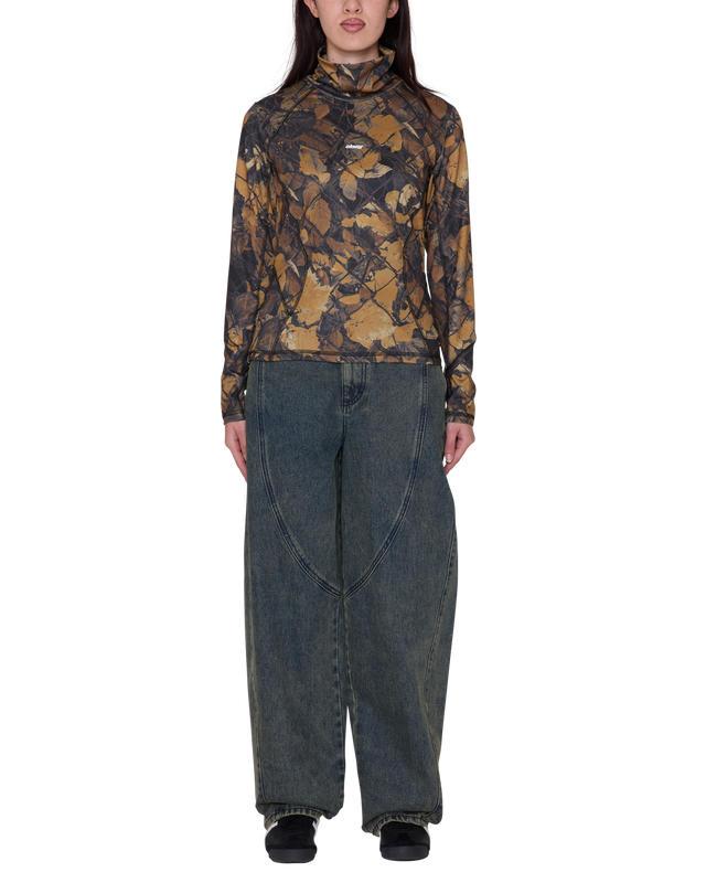 Obey Nalia Turtle Neck Top Dark Fence Camo