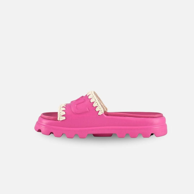 Mou Eva Sandal One Piece Slide Fuxia Floral