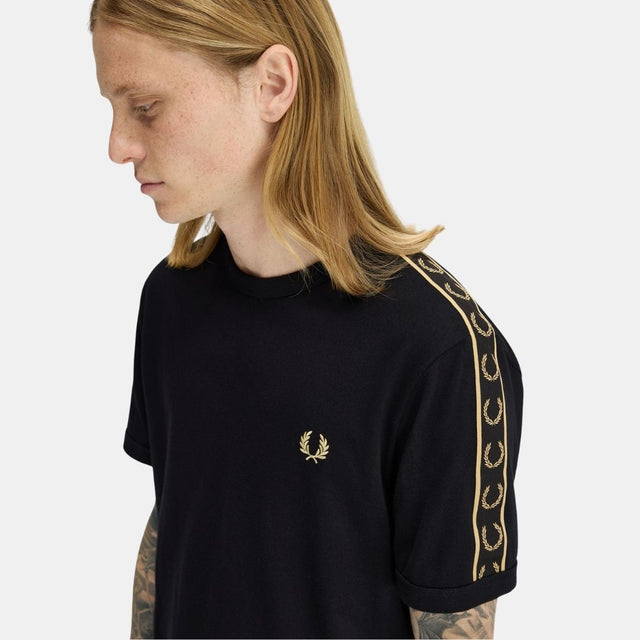 Fred Perry Contrast Tape Ringer Black/Champagne