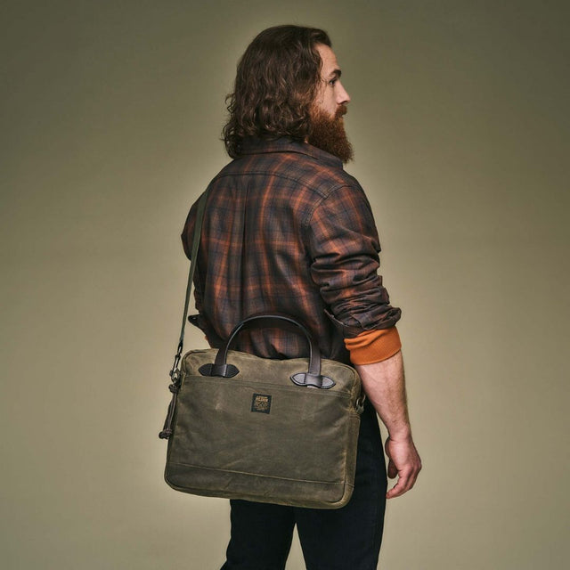 Filson Tin Cloth Compact Briefcase Otter Green